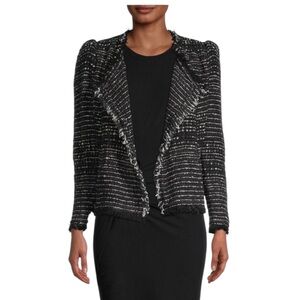 IRO Black Cropped Blazer with Textured Fabric and Dramatic Collar